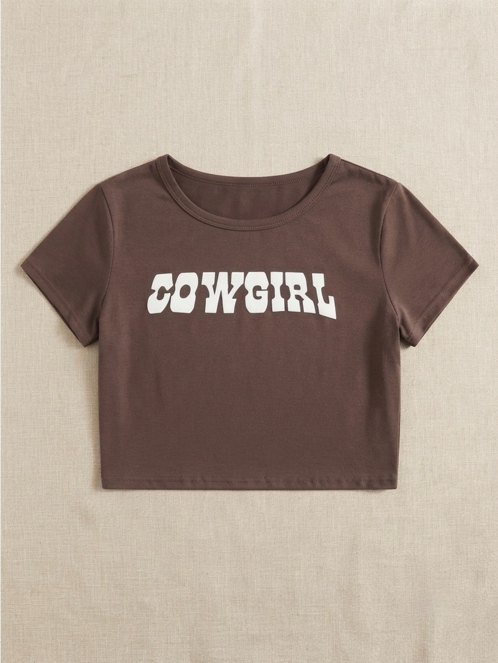 Brown Cowgirl Crop Tee